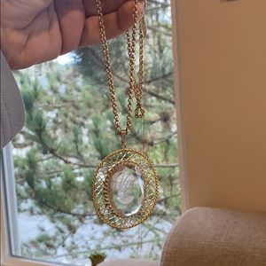 Clear cameo pendant necklace